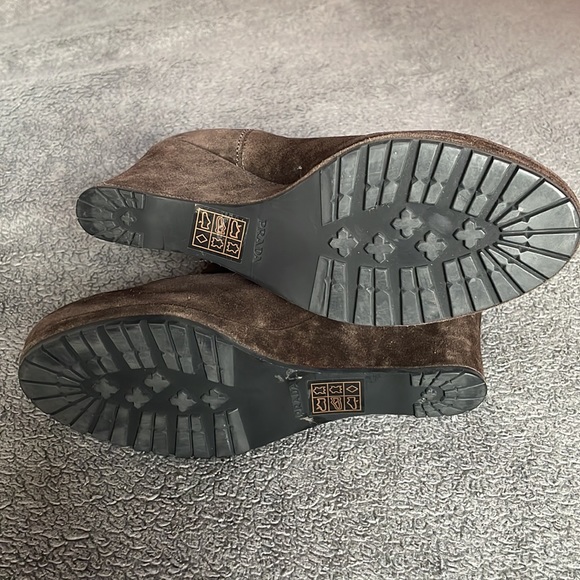 Prada brown suede wedge booties. EUC - Picture 4 of 7